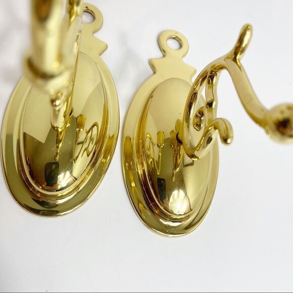 Lot of Brass wall candle holders one triple, one pair and one single - Picture 10 of 11